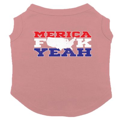 Merica FCK Yeah - USA Patriotic Dog Shirt (Mauve, X-Small)