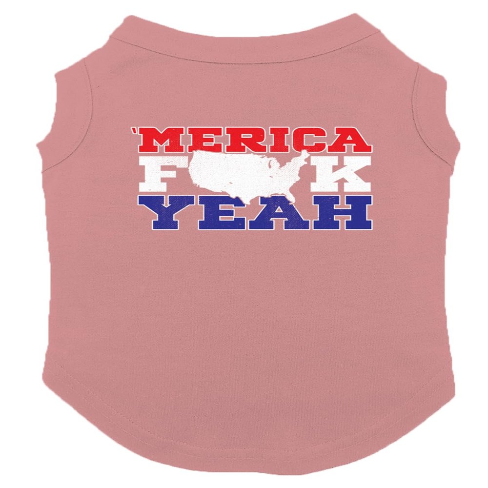 Merica FCK Yeah - USA Patriotic Dog Shirt (Mauve, X-Small)