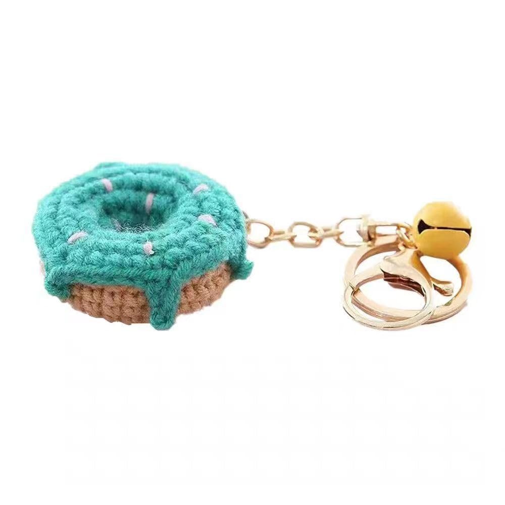 cawein Men Women Creative Cute Cute donut pendant handmade plush ball wool knitted donut key chain wallet phone pendant bag pendant gift pendant keychain