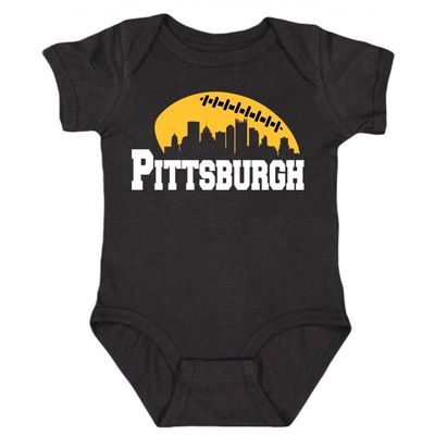 Xtreme Apparrel Pittsburgh Skyline Kid's Bodysuit for Football Fans (Black, 24M)