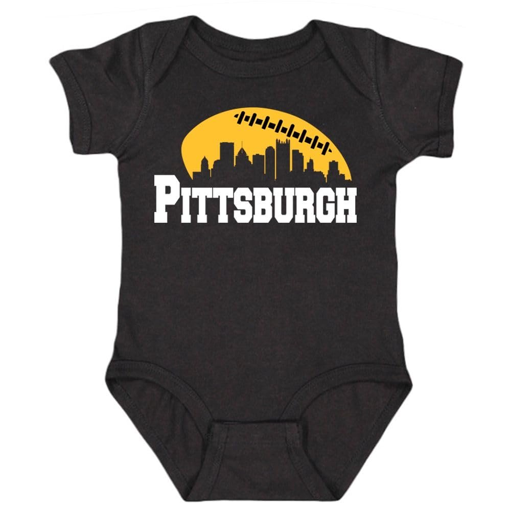 Xtreme Apparrel Pittsburgh Skyline Kid's Bodysuit for Football Fans (Black, 24M)
