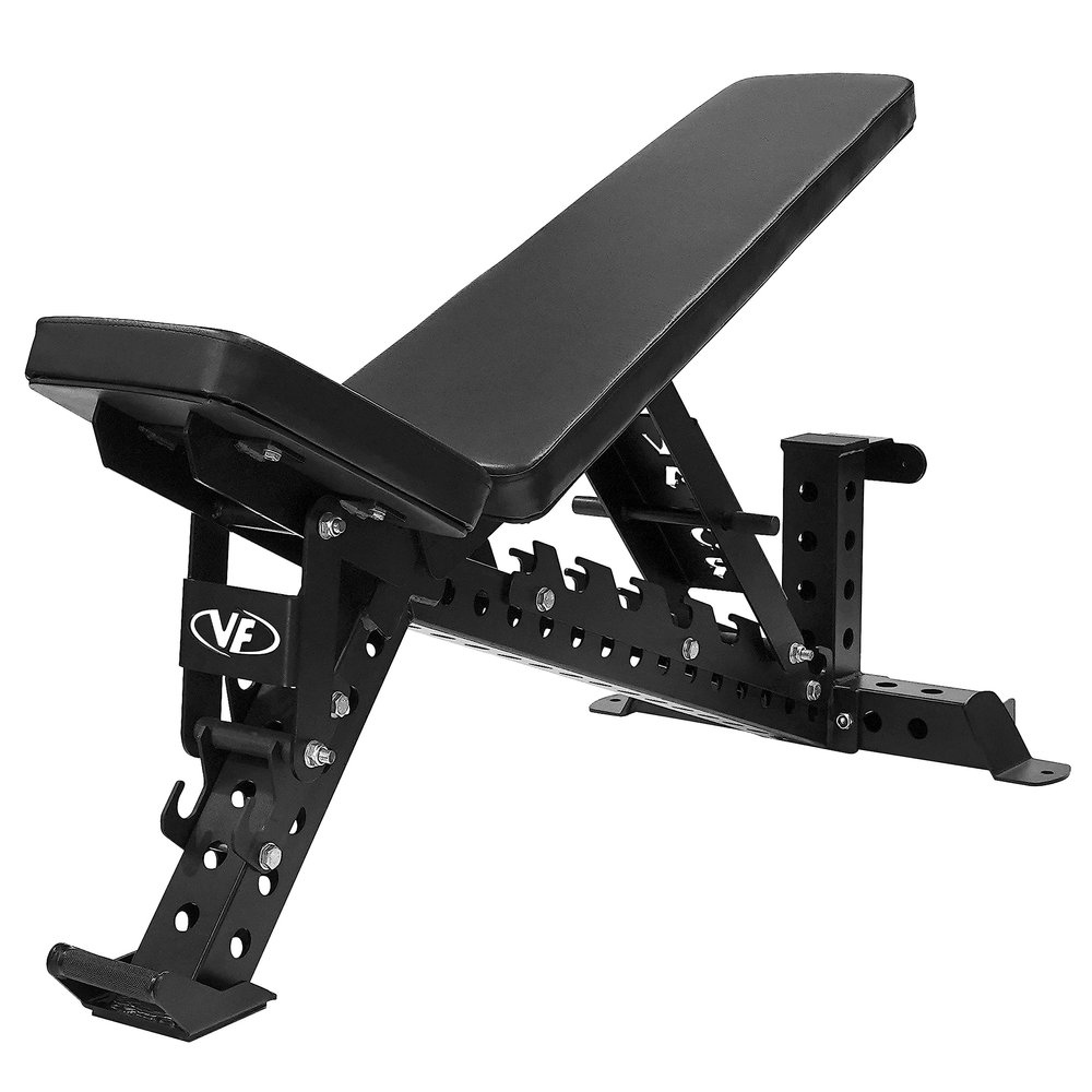 Valor Fitness Heavy Duty Weight Bench  3" Frame - 6-Gauge Steel with Extra Support Arm, 7 Adjustable Positions, Stores Upright, 1200 lb Max Weight - Strength Training