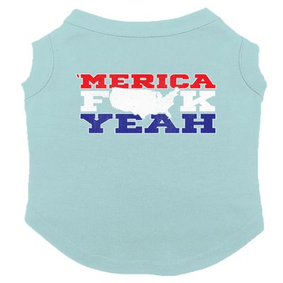 Merica FCK Yeah - USA Patriotic Dog Shirt (Chill, 3X-Large)