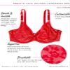 Curvy Couture Women's No Show Lace Unlined Underwire Bra Diva Red 46H view 3