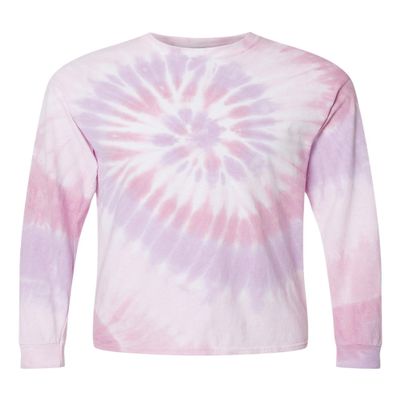 Dyenomite - Multi-Color Spiral Tie-Dyed Long Sleeve T-Shirt - 240MS - XL - Sweetheart