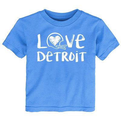 Future Tailgater Loves Football Baby/Toddler Chalk Art T-Shirt for Detroit Fans Blue