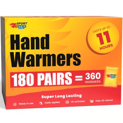 Hand Warmers - Up to 11 Hours of Heat (180 Pairs) Super Long Lasting - Easy, All Natural - Air Activated, for Body, Hands & Toes - Odorless Hot Hand Warmer - Sport Temp