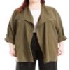 Max Studio Women's Plus Size Twill Long Jacket, Army, 1X view 1