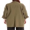 Max Studio Women's Plus Size Twill Long Jacket, Army, 1X view 2