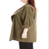 Max Studio Women's Plus Size Twill Long Jacket, Army, 1X view 3