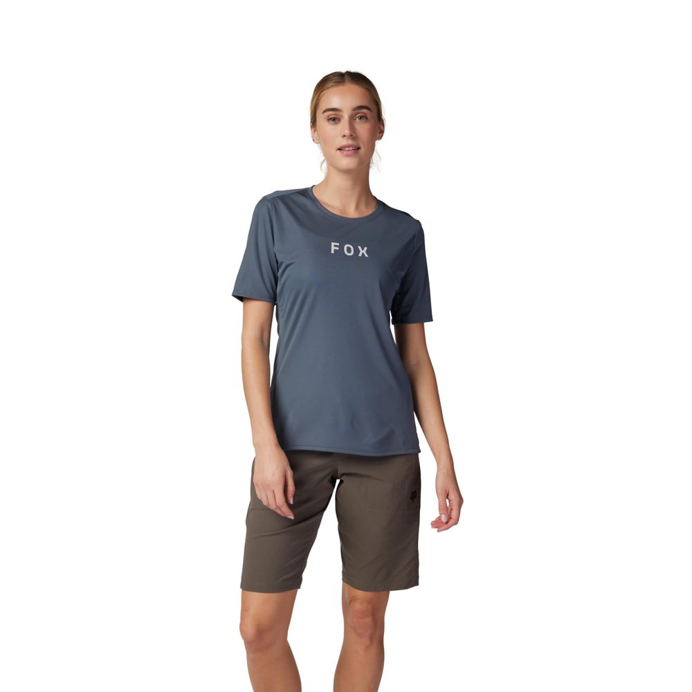 Fox Racing Women's Ranger Short Sleeve Mountain Bike Jersey, Graphite Wordmark, X-Large