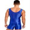 Alvivi Mens Glossy Sleeveless U Neck Tank Leotard Mankini Bodysuit for Bodybuilding Swimming Blue Large view 3