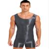 Alvivi Mens Glossy Sleeveless U Neck Tank Leotard Mankini Bodysuit for Bodybuilding Swimming Grey Large view 1
