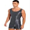 Alvivi Mens Glossy Sleeveless U Neck Tank Leotard Mankini Bodysuit for Bodybuilding Swimming Grey Large view 2