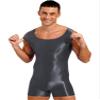 Alvivi Mens Glossy Sleeveless U Neck Tank Leotard Mankini Bodysuit for Bodybuilding Swimming Grey Large view 4