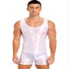 Alvivi Mens Glossy Sleeveless U Neck Tank Leotard Mankini Bodysuit for Bodybuilding Swimming White X-Large view 1