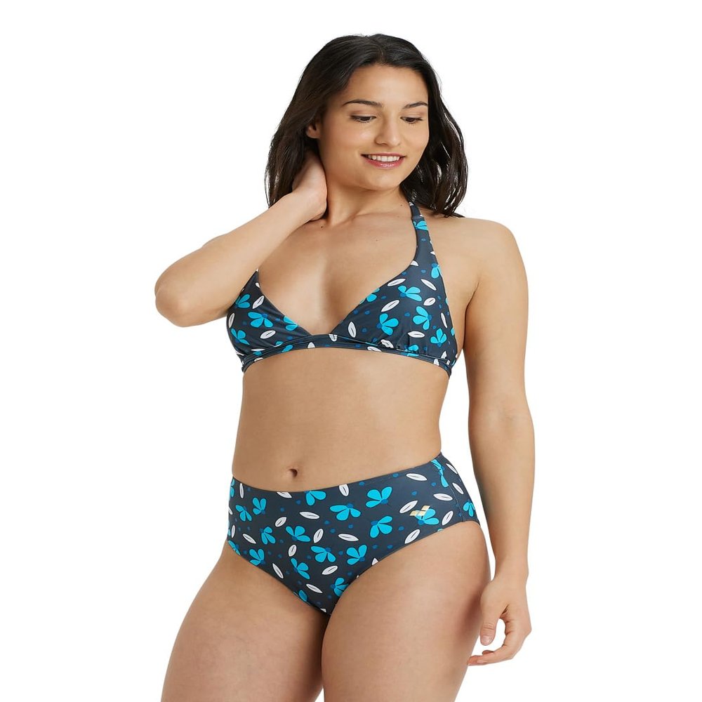 ARENA All Over Women's Halter Top Bikini Set - Fashion Two Piece Swimsuit | Women's Bathing Suit, Cute Bikini Swimsuits for Beach & Pool,Asphalt Multi