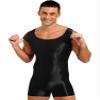 Alvivi Mens Glossy Sleeveless U Neck Tank Leotard Mankini Bodysuit for Bodybuilding Swimming Black X-Large view 4