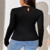 Women's T-Shirt Choker Neck Solid Tee Women's T-Shirt (Color : Black, Size : Medium) view 2