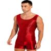 Alvivi Mens Glossy Sleeveless U Neck Tank Leotard Mankini Bodysuit for Bodybuilding Swimming Burgundy X-Large view 2