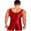 Alvivi Mens Glossy Sleeveless U Neck Tank Leotard Mankini Bodysuit for Bodybuilding Swimming Burgundy X-Large view 3