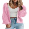 PRETTYGARDEN Long Sleeve Button Up Womens Sweaters Spring 2023 Open Front Plain Cardigans Sweaters Loose Soft Knit Coat Outerwear(Pink,Large) view 1