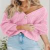 PRETTYGARDEN Long Sleeve Button Up Womens Sweaters Spring 2023 Open Front Plain Cardigans Sweaters Loose Soft Knit Coat Outerwear(Pink,Large) view 2
