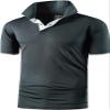 jeansian Men Sport Outdoor Quick Dry Short Sleeves Polo T-Shirt LSL322 Gray L view 3