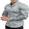 EOUOSS Mens Muscle Fit Dress Shirts Athletic Slim Fit Long Sleeve Stretch Wrinkle-Free Casual Button Down Shirt Iron Grey 2X-Large view 1
