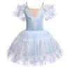 Girl Ballet Long Tutu Dress Cold Shoulder Spaghetti Straps Ice Skating Princess Puffy Skirt Camisole Gymnastics Leotard Kids Ballerina Swan Lake Performance Light Blue 5-6 Years view 1