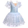 Girl Ballet Long Tutu Dress Cold Shoulder Spaghetti Straps Ice Skating Princess Puffy Skirt Camisole Gymnastics Leotard Kids Ballerina Swan Lake Performance Light Blue 5-6 Years view 3