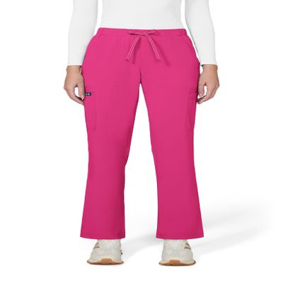 KOI Basics Women's Holly Cargo Scrub Pants, 8 Pockets, Drawstring Waist Flamingo X-Large Petite
