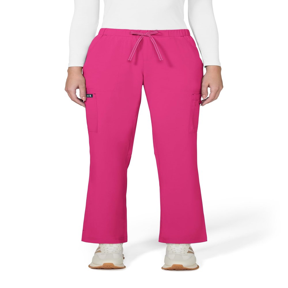 KOI Basics Women's Holly Cargo Scrub Pants, 8 Pockets, Drawstring Waist Flamingo X-Small
