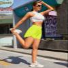 BMJL Women's Athletic Shorts High Waisted Running Short Pocket 2.5" Sporty Shorts Gym Elastic Workout Shorts(XXL,Neongreen) view 3