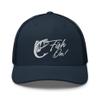 RIVEMUG Fish On Trucker Hat Mid Crown Curved Bill Fishing Hat Adjustable Cap Navy view 2