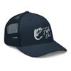 RIVEMUG Fish On Trucker Hat Mid Crown Curved Bill Fishing Hat Adjustable Cap Navy view 4
