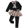 HINTINA 6T Toddler Little Girl Fall Outfits Collared Bear Long Sleeve Pullover Sweatshirt Sweatsuit Plaid Leggings Pants Preppy Aesthetic Clothes Winter Clothing Set 6-7T Years view 1