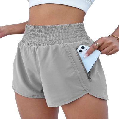 BMJL Women's Athletic Shorts High Waisted Running Short Pocket 2.5" Sporty Shorts Gym Elastic Workout Shorts(XXL,Grey)