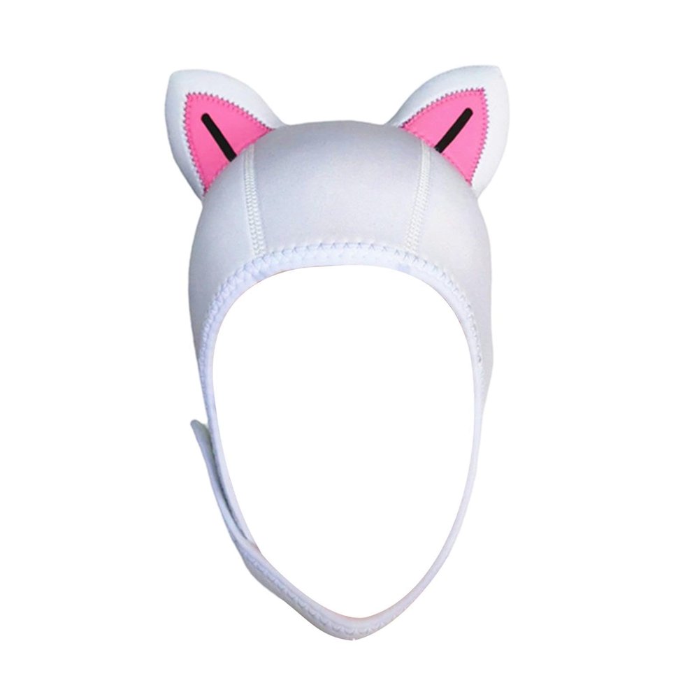 kowaku Cat Ears Scuba Diving Hood Surfing Hood 3mm Neoprene with Chin Strap for Water Sports Cute Surfing Hat Swim Hat for Men Women Winter, Black Line L