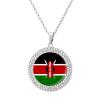 Kenyan Flag Diamond Necklace for Women Alloy Pendants Necklace Dainty Jewelry Gift Silver-Style view 1