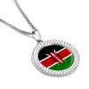 Kenyan Flag Diamond Necklace for Women Alloy Pendants Necklace Dainty Jewelry Gift Silver-Style view 3