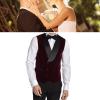 Men's Waistcoat Velvet Double-Breasted with 2 Real Pockets Slim Fit Wedding Groom's Dress Spring and Fall Vest for Father Husband Gift (Color : Dark Green, Size : X-Small) view 3