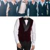 Men's Waistcoat Velvet Double-Breasted with 2 Real Pockets Slim Fit Wedding Groom's Dress Spring and Fall Vest for Father Husband Gift (Color : Dark Green, Size : X-Small) view 4