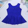 vastwit Kids Girls Figure Ice Skating Gymnastic Ballet Dance Dress Spliced Leotard Tutu Dress Blue Sleeveless 12 Years view 3