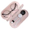 MoKo Double Eyeglass Case, 2 in 1 Double Sided Portable Glasses Case Contact Lens Case with Mirror Eye Glasses Carrying Bag Anti-Scratch Sunglasses Pouch Protective Eyewear for Men&Women, Pink Flowers view 1