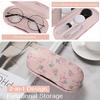 MoKo Double Eyeglass Case, 2 in 1 Double Sided Portable Glasses Case Contact Lens Case with Mirror Eye Glasses Carrying Bag Anti-Scratch Sunglasses Pouch Protective Eyewear for Men&Women, Pink Flowers view 2