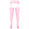 YiZYiF Women's Glossy Oil Footed Thigh High Sheer Hold Up Suspender Pantyhose Stockings Leggings Pink One Size view 2