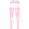 YiZYiF Women's Glossy Oil Footed Thigh High Sheer Hold Up Suspender Pantyhose Stockings Leggings Pink One Size view 3