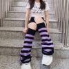 American Trends Leg Warmers Y2k Kawaii Long Cute Knit Leg Warmers Y2k Goth accessories for Women Girls 80s Party Sports Black&Purple view 2