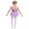 FEESHOW Kids Girls Sleeveless Shiny Rhinestone Sequins Floral Printed Figure Ice Skating Dance Dress for Competition Lavender 10 Years view 2